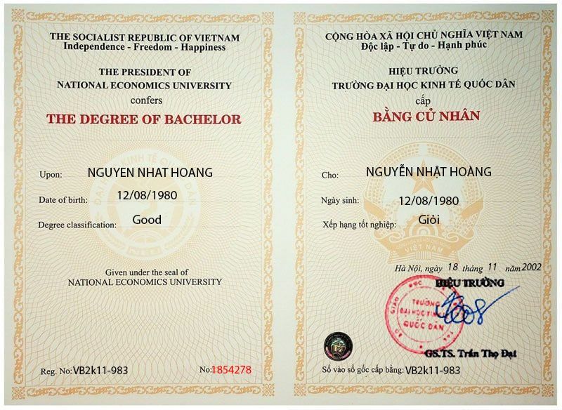 Nguyễn Nhật Hoàng - CEO của Hi88g.com 2 Bằng tốt nghiệp